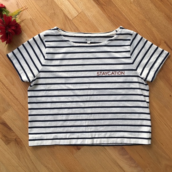 Madewell Staycation Striped Boxy Loose Crop Tee - Picture 2 of 8